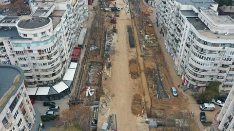 Aerial Flight over a Construction Site in the city. Stock Footage 158238084