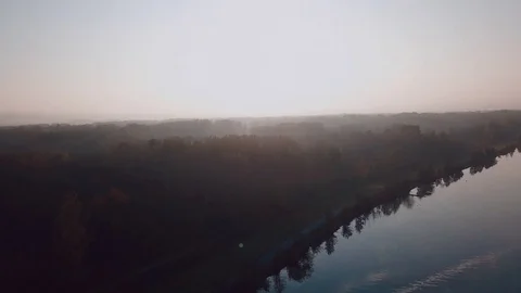 Aerial flight over danube river in linz austria Stock Footage 83333210