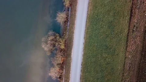 Aerial flight over danube river in linz austria Stock Footage 83335770