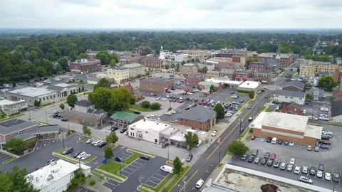 Aerial flight over Danville, KY downtown area, 4K Drone Aerial Stock Footage