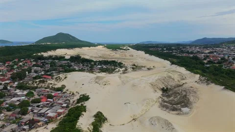 Aerial flight over Dunas do Santinho in Florianopolis Stock Footage 330903044