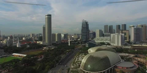 Aerial flight over esplanade Stock Footage 56741480