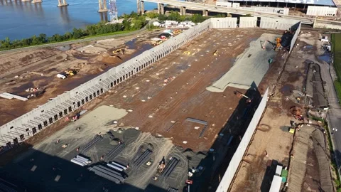 Aerial Flight Over Gateway Project on the Raritan River in Perth Amboy New Vídeos de archivo 345170402