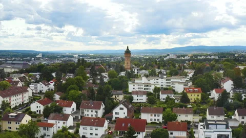 Aerial Flight over housing complex infrastructure Wiesbaden - Germany - Hessen Stock Footage 159498632