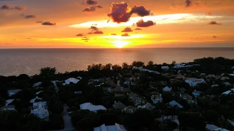 Aerial Flight over Impressive Sunset at the Sea on Captiva Island Florida Stock Footage 93981771