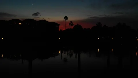 Aerial Flight over Impressive Sunset at the Sea Video stock 93997161