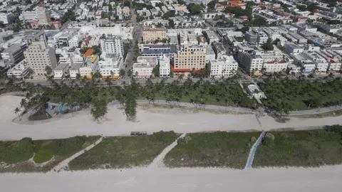 Aerial flight over miami beach coastal district Stock Footage 346263154