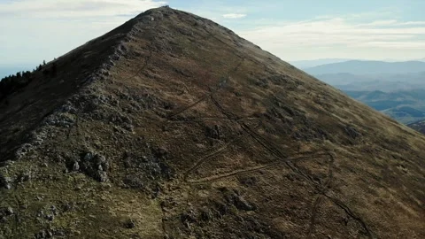 Aerial Flight Over Mountain Ridge in eastern Serbia Stock Footage 307014150