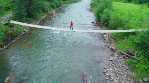 Aerial. Flight over the Mountain River. Stock Footage 66548779