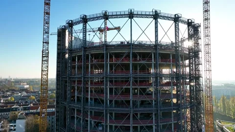 Aerial Flight Over a New Constructions Development Site with High Tower Stock Footage 236490047