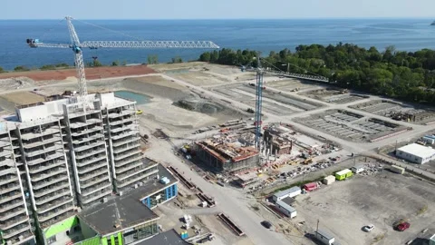 Aerial Flight Over a New Constructions Development Site  Stock Footage 244500187