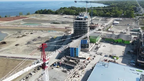 Aerial Flight Over a New Constructions Development Site  Stock Footage 244500264