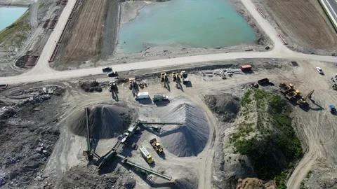 Aerial Flight Over a New Constructions Development Site  Stock Footage 244500279