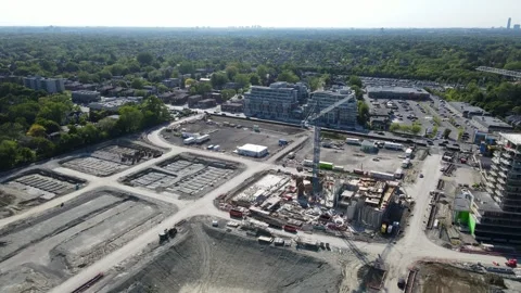 Aerial Flight Over a New Constructions Development Site  Stock Footage 244500511