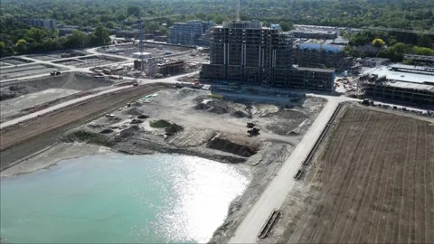 Aerial Flight Over a New Constructions Development Site  Stock Footage 244500615