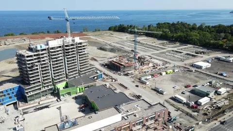 Aerial Flight Over a New Constructions Development Site  Stock Footage 244500659