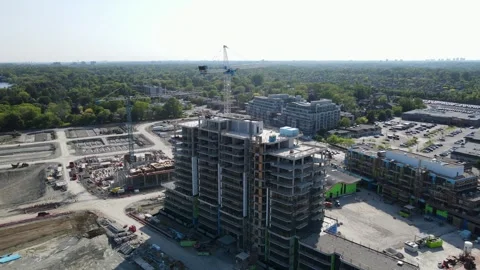 Aerial Flight Over a New Constructions Development Site  Stock Footage 244500662