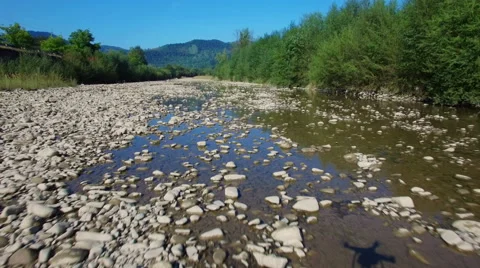 Aerial: flight over river rapids Stock Footage 55430205