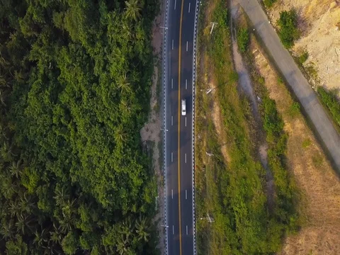 Aerial: Flight Over Road Stock Footage 75448900