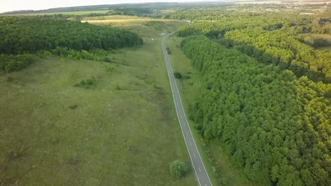 AERIAL: flight over a road Stock Footage 79407589