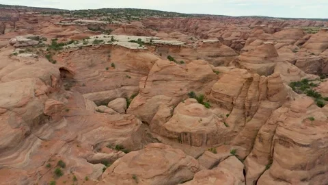 Aerial Flight Over Sandstone Canyons and Rock Formations Near Moab Utah Stock Footage 334250255