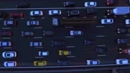 Aerial, Flight Over Slow Flow Of Cars In Traffic Jam On Highway At Night. Stock Footage