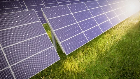 Aerial Flight Over Solar Panel Farm At Green Energy 動画素材 128706502