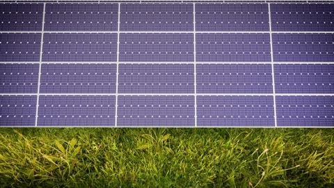 Aerial Flight Over Solar Panel Farm At Green Energy 動画素材 128726923