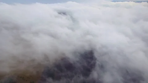 Aerial Flight Over Sunset Cloud Inversion In Mountains Stock Footage