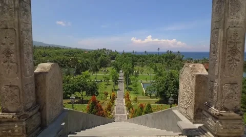 Aerial Flight Over the Tample on Bali Island Stock Footage 63226765