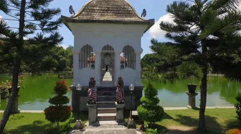 Aerial Flight Over the Tample on Bali Island Stock Footage 63226773