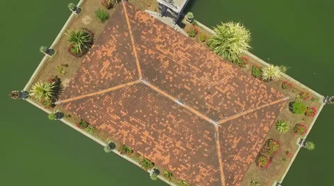 Aerial Flight Over the Tample on Bali Island Stock Footage 63226891