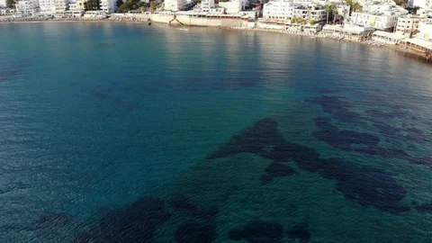 Aerial flight over transparent clear sea water Stock Footage 95884079