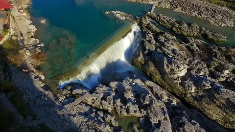 Aerial,  Flight over the waterfall  Stock Footage 69949489