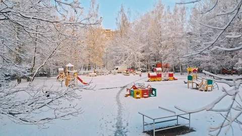 Aerial flight over winter forest and suburbs 12 Stock Footage 121328197