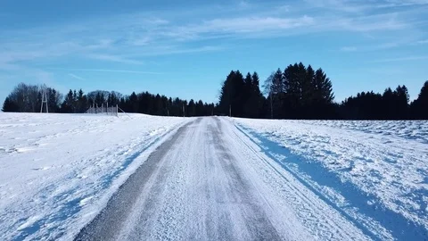 Aerial flight over winter landscape with modern architecture pyramid Stock Footage 83566801