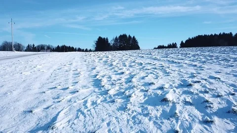 Aerial flight over winter landscape with modern architecture pyramid Stock Footage 83568649