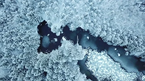 Aerial flight over winter landscape in ebensee austria Stock Footage 83582164