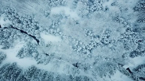 Aerial flight over winter landscape in ebensee austria Stock Footage 83608069