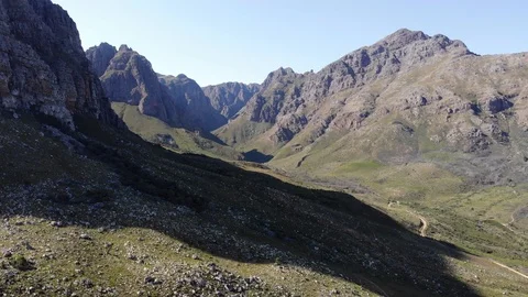 Aerial flight through rugged mountains and valley in south africa Stock-Footage 108512732