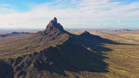 Aerial Flight Toward Rugged Desert Mountain in Arizona Stock Footage 342825031