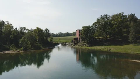 Aerial flight towards an old mill 스톡 동영상 109462292