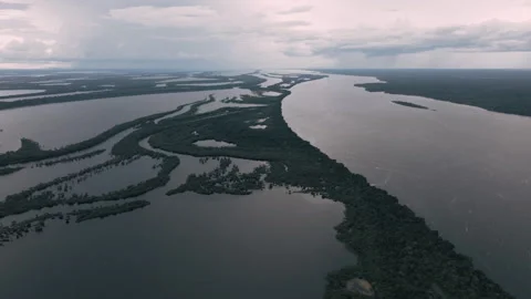 Aerial of a flooded river Stock-Footage 320493114