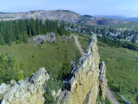 Aerial fly above rocks Stock Footage 82742641