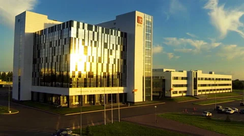 Aerial fly itpark technology startup building centre Stock Footage 48481139