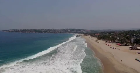 Aerial fly over of beach Stock Footage