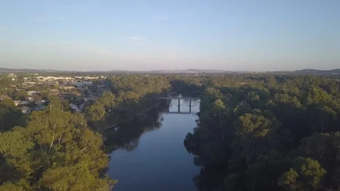 Aerial fly over of a beach side lake Stock Footage 88674311