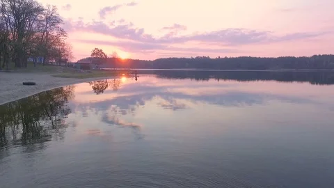Aerial Fly Over Beach At Sunset Stock Footage 78150044