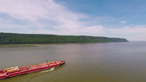 Aerial fly over a cargo ship Stock Footage 76893300