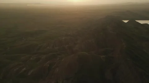 Aerial fly over rainbow or red mountains, colorful layers of the Rainbow Mo.. Stock-Footage 309011514